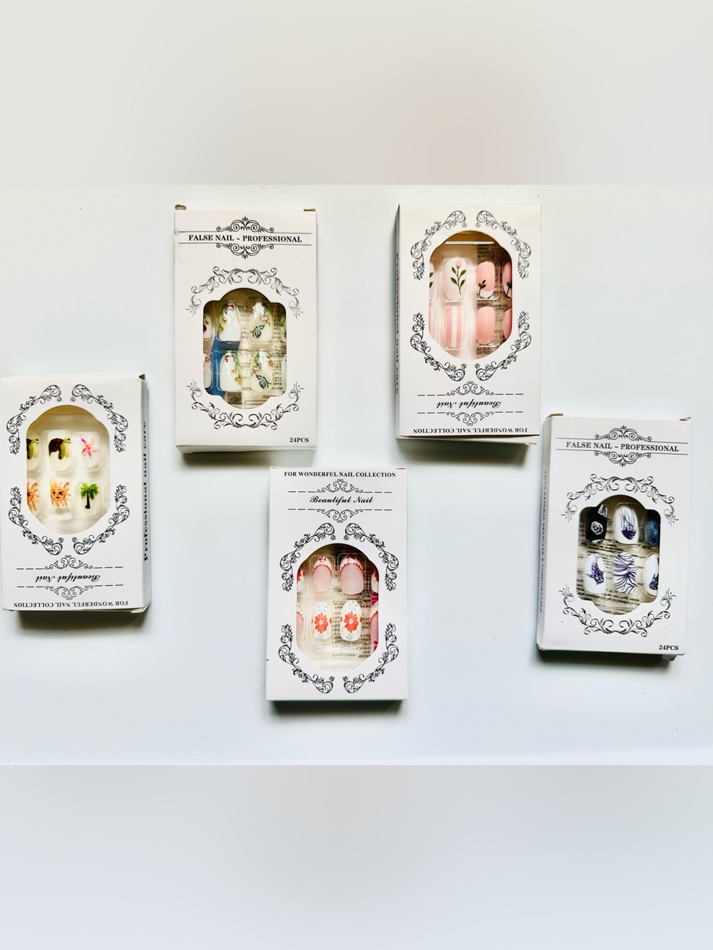 Press-On Nail Set - 5 Unique Designs Bundle (24pc Each)